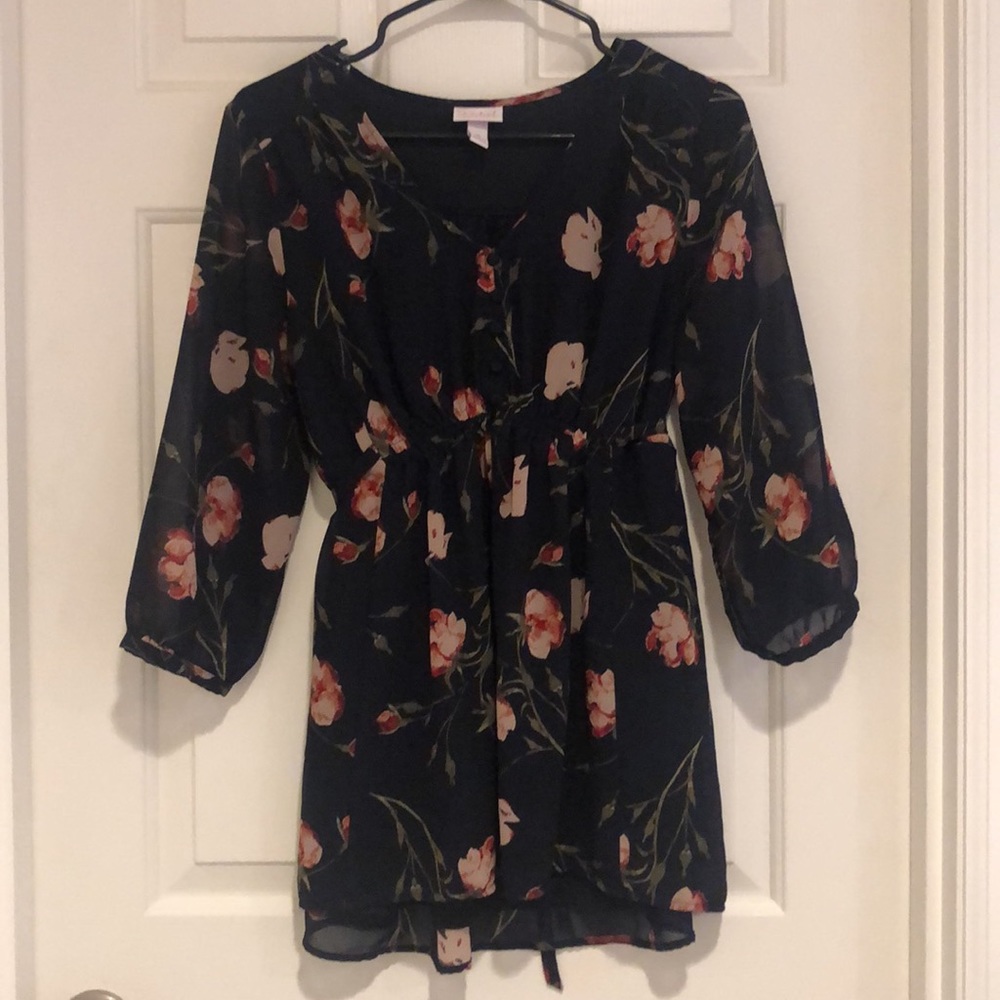 Floral Navy Maternity Top